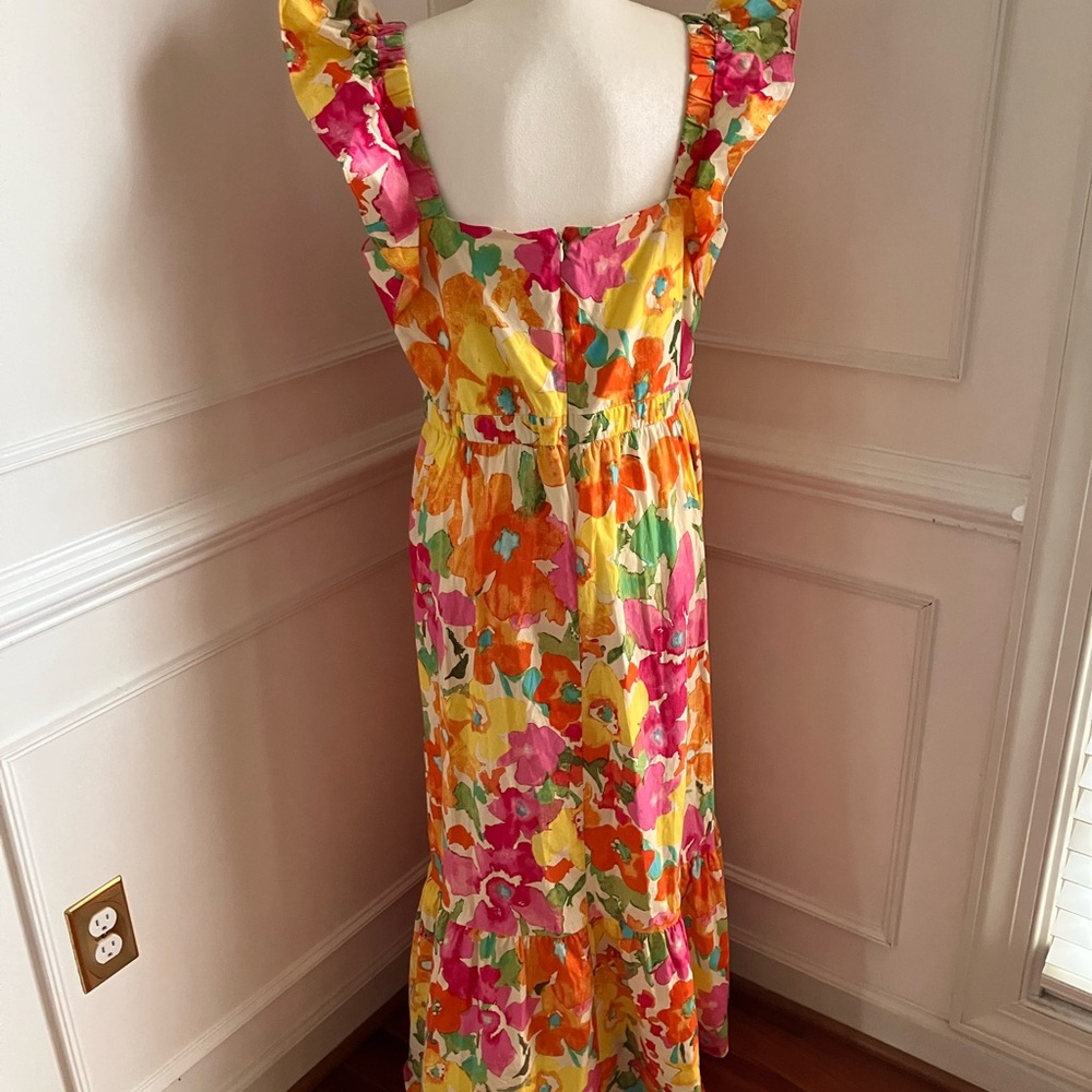 London Times Floral Maxi Dress in Pink, Yellow, Orange, Green - Picture 3 of 12
